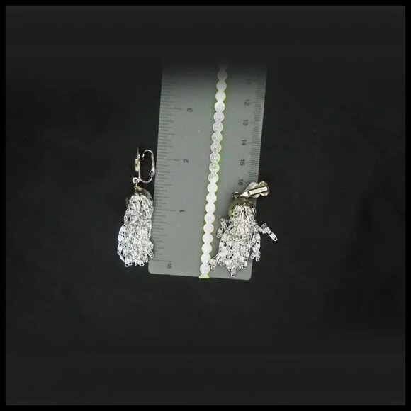 Vintage Clip On Dangle Earrings, Chain Tassel Long Silvertone Sarah Coventry - Picture 7 of 15